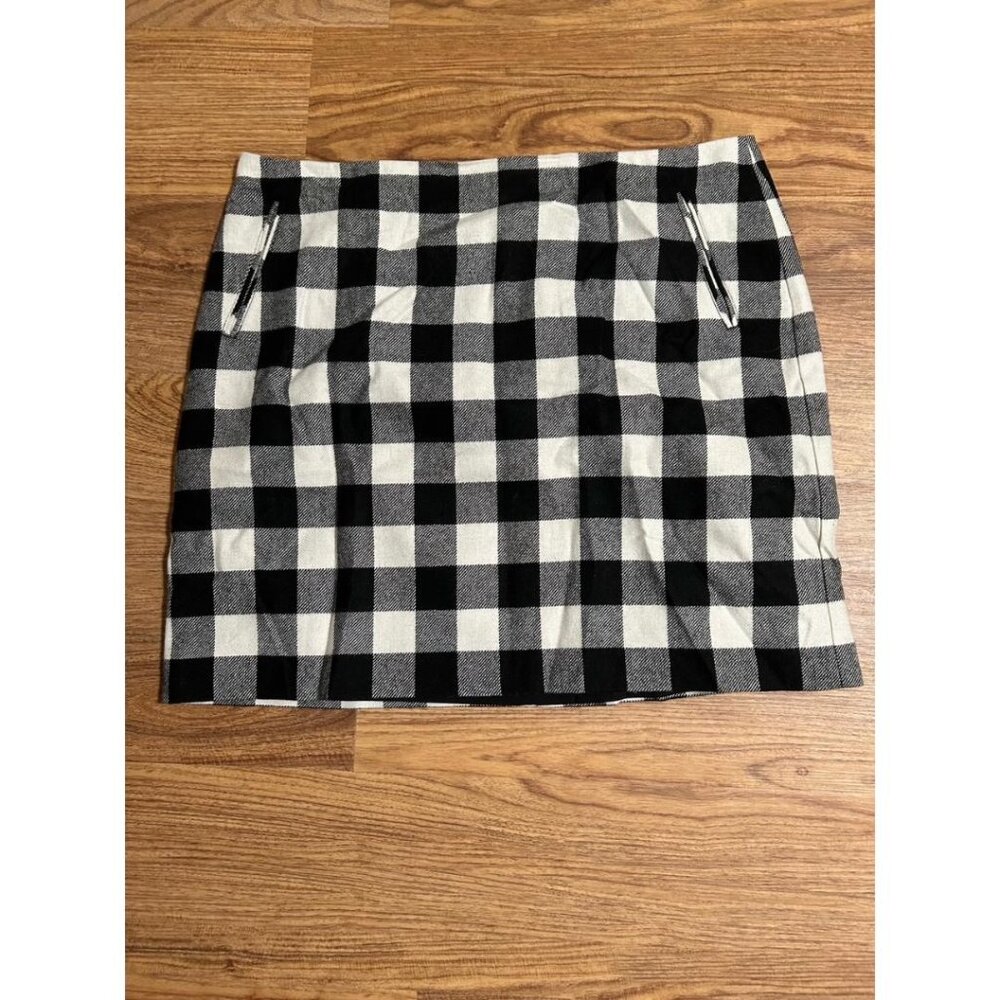 Talbots Plus Size Checked Wool Blend Skirt 20